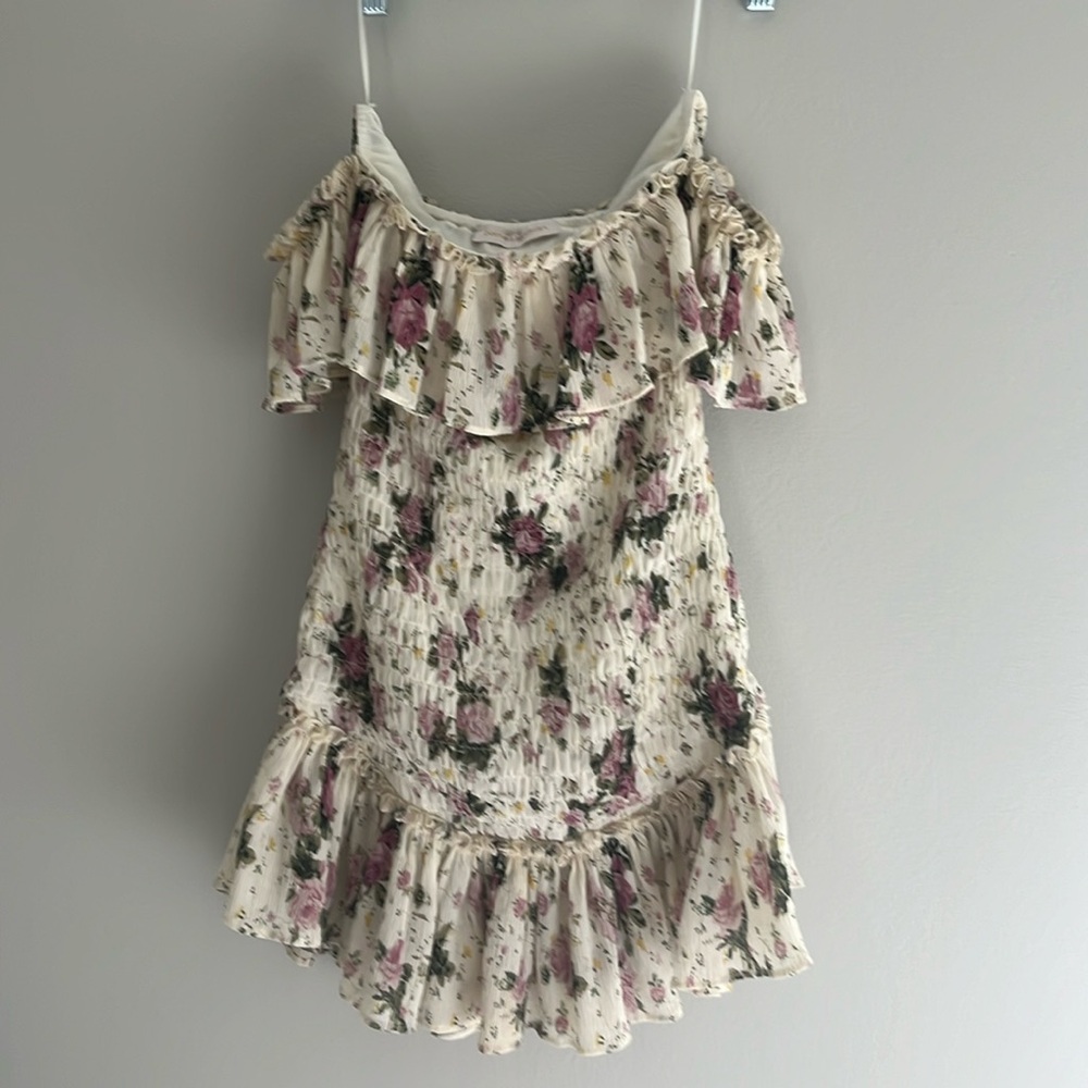 Pookie And Sebastian smocked off the shoulder dress S